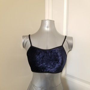 Dingolay Navy Blue Velvet Crop Bralette-style top